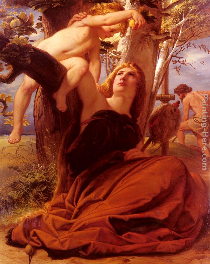 Adam and Eve after the Fall painting - Edward von Steinle Adam and Eve after the Fall art painting